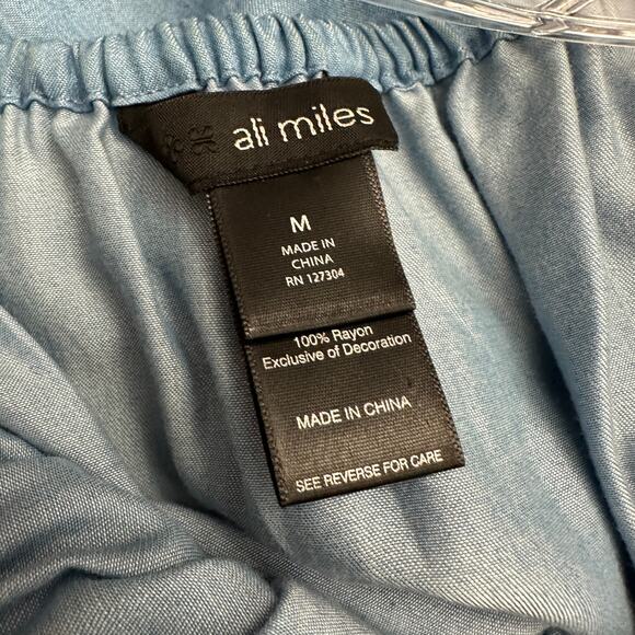 Ali Miles Womens Pullover Top Size M Blue Boho Peasant Southwestern Bell Sleeve - Picture 3 of 8